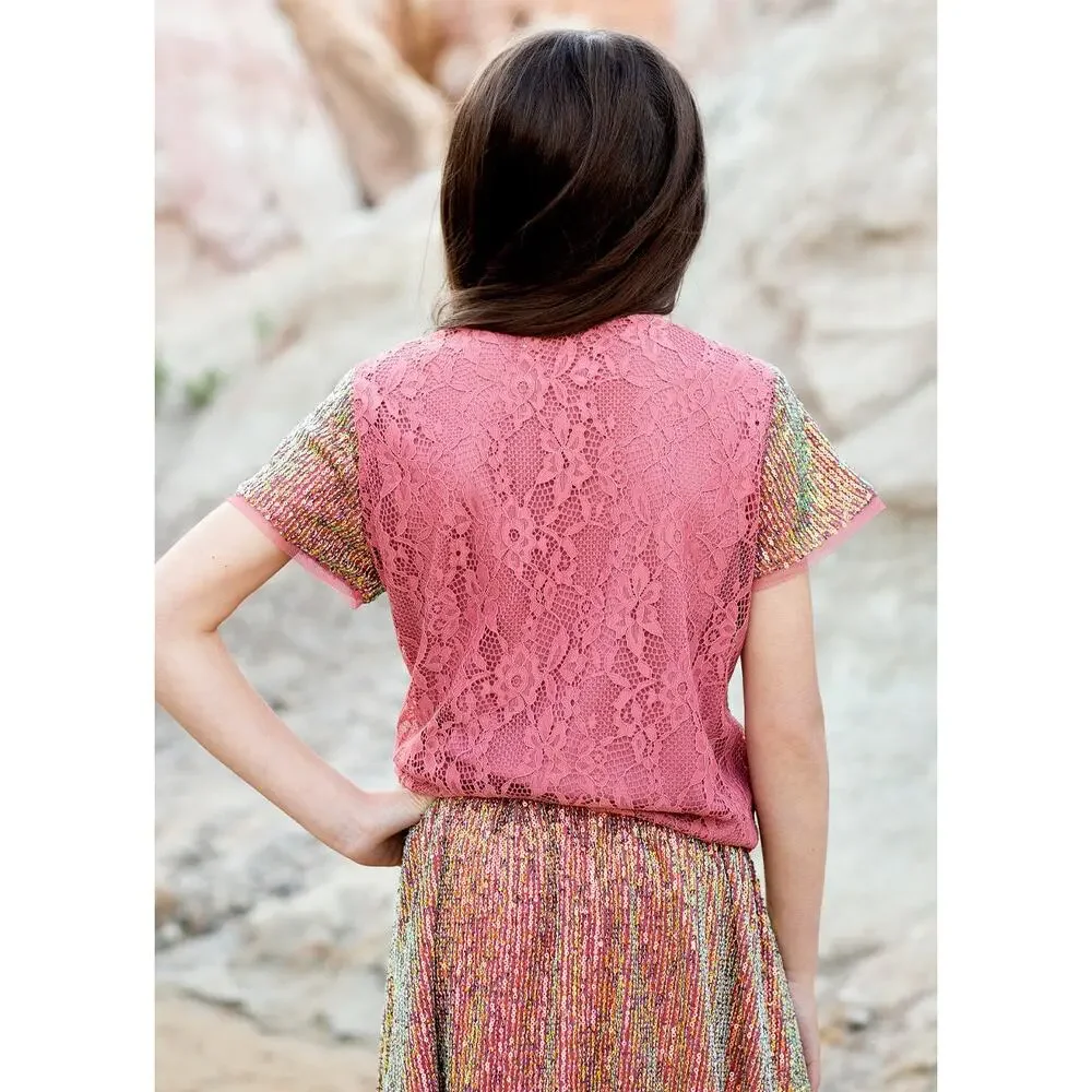 Joyfolie Mia Joy Izzy Top in Wild Rose Girl’s Size 5